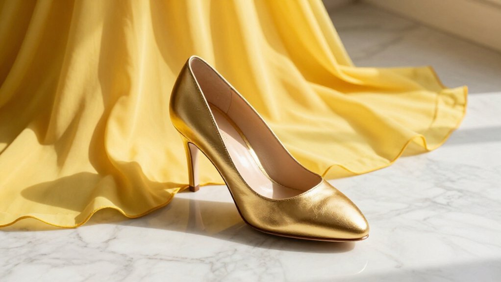 warm gold shoes for day and weddings
